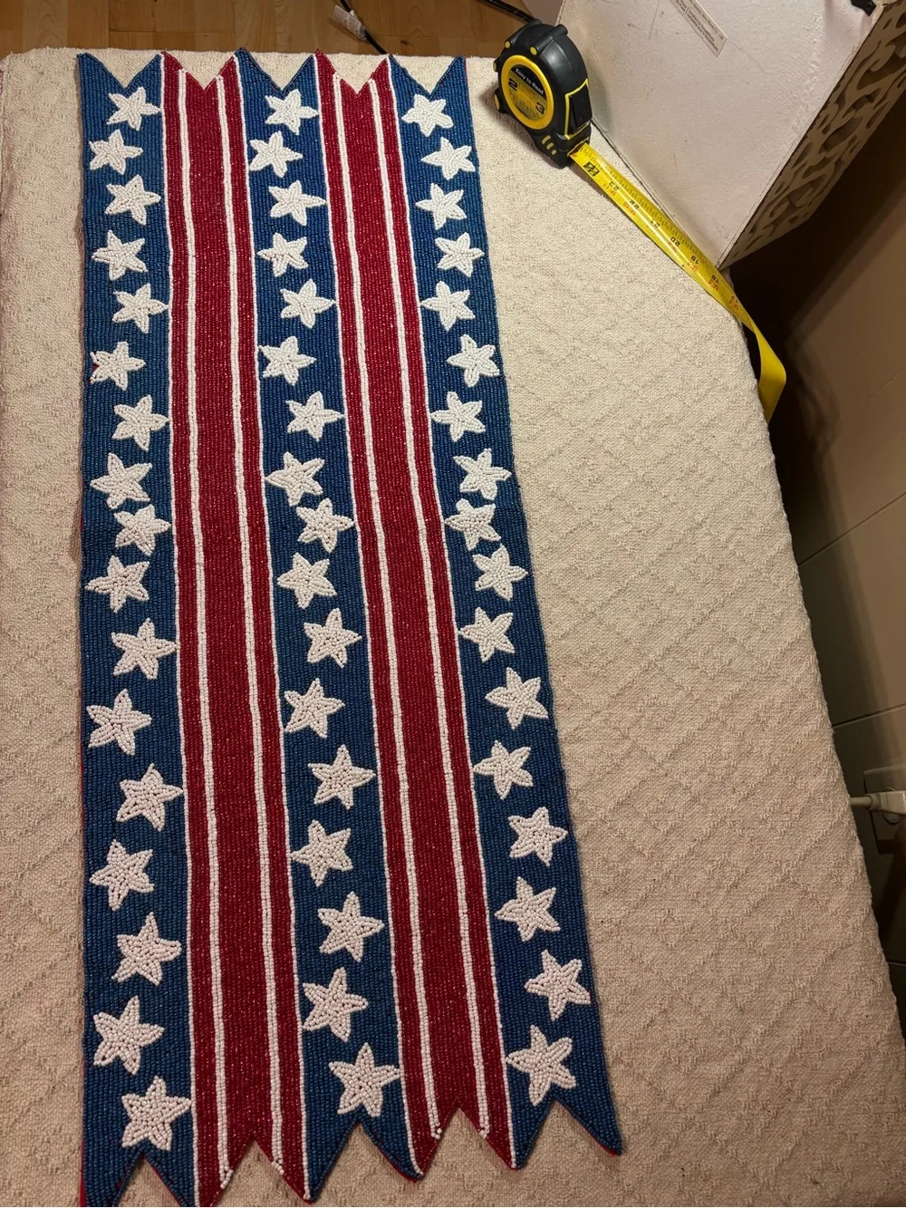 Pier 1 Red, White and Blue Star Stripe beaded  Runner